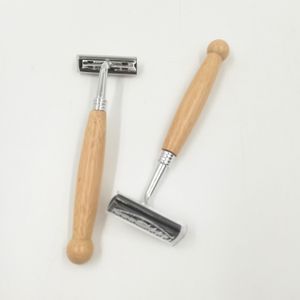 Wholesale Affordable Hotel Double Blades Bamboo Wood Handle Razor in Bulk