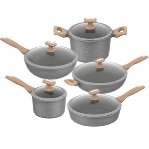 Durable Popular Granite Non Stick Coated Aluminum Home Cooking Non Stick Coated Variety Cookware Set Forged Cookware for Camping