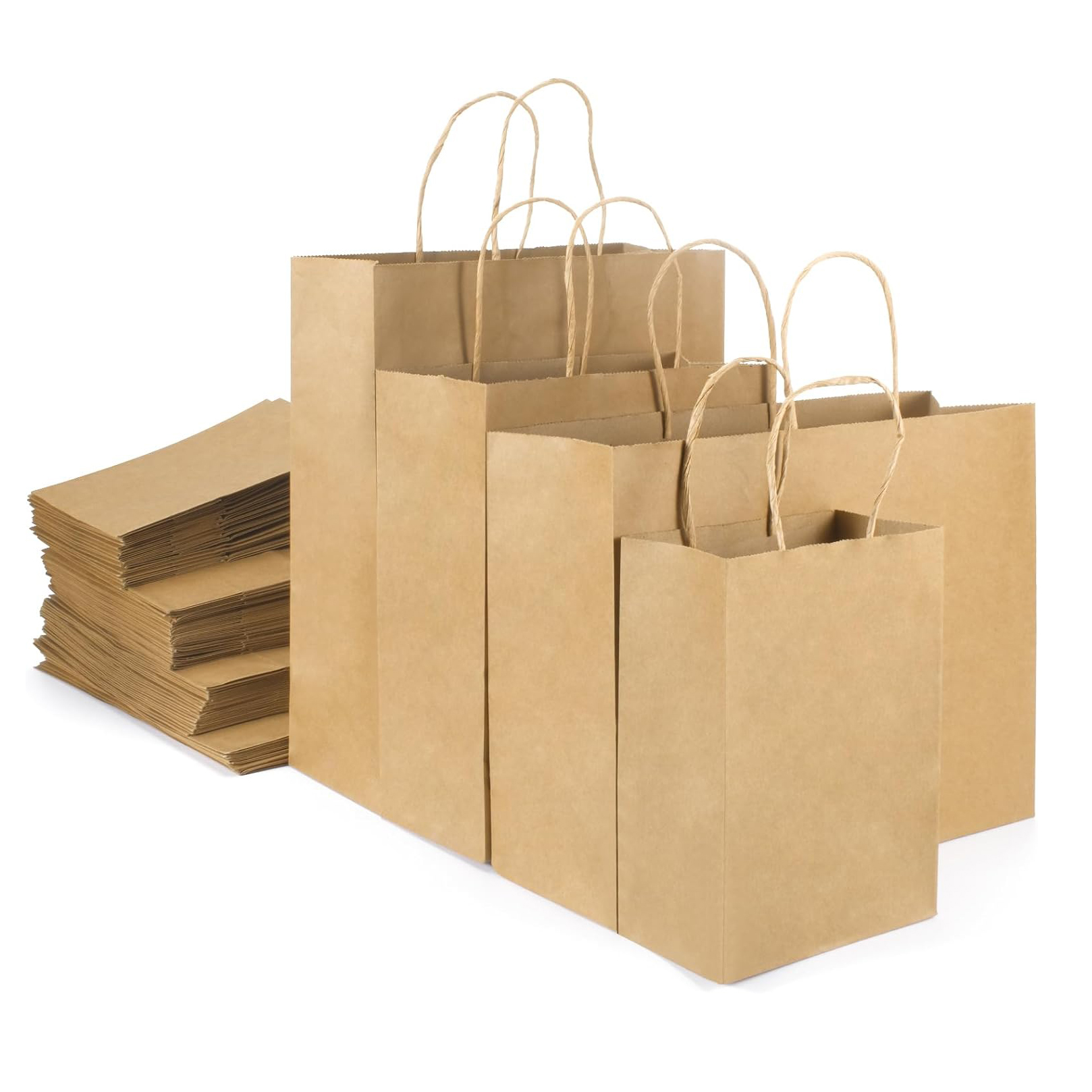 Eco-Friendly Merchandise Party Events Bulk Biodegradable Tote Offset Printing Customised Kraft Paper Bag