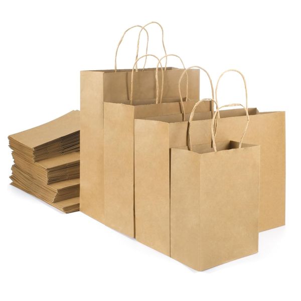 Eco-Friendly Merchandise Party Events Bulk Biodegradable Tote Offset Printing Customised Kraft Paper Bag