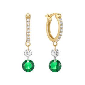 Wholesale Gold Jewelry s925 Sterling Silver Rose Gold 18k Gold Plated Hoop Earrings With Green Color Zirconia Pendant