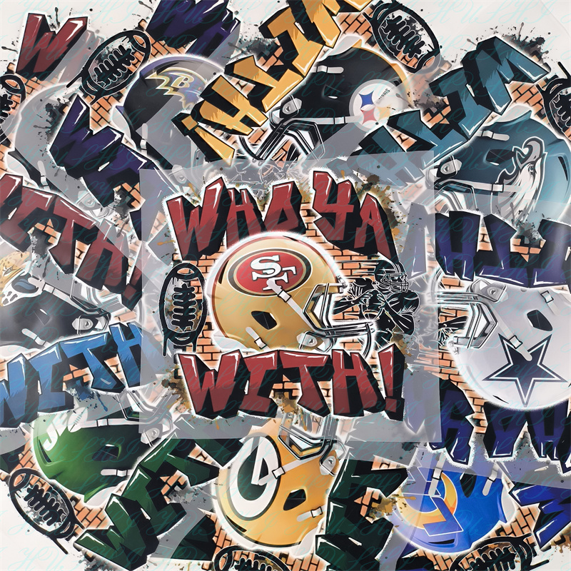 Factory customized dtf NFL team stickers personalized vinyl film screen printing heat transfers for t-shirts
