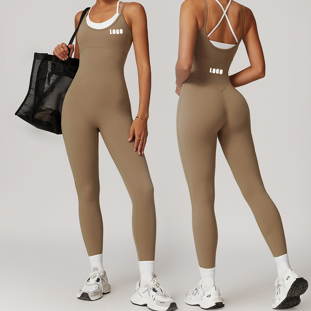 Longyan Huixun E-Commerce Co., Ltd. New Arrival Backless One Piece Women Sportswear Running Romper Athletic Gym Fitness Workout Yoga Jumpsuit