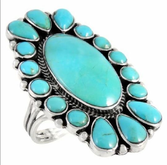 Wholesale Price  Natural Kingman Arizona Turquoise Gemstone Jewelry Silver Round Shape Dainty Ring For Her at low Price
