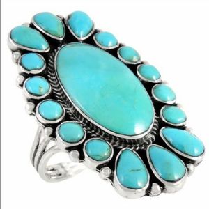 Wholesale Price  Natural Kingman Arizona Turquoise Gemstone Jewelry Silver Round Shape Dainty Ring For Her at low Price