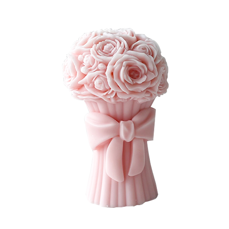 Dongyang Lujiu Trading Co., Ltd. Valentine's Day New Love Rose Bouquet Bow Bouquet DIY Bouquet Scented Candle Gypsum Silicone Mold