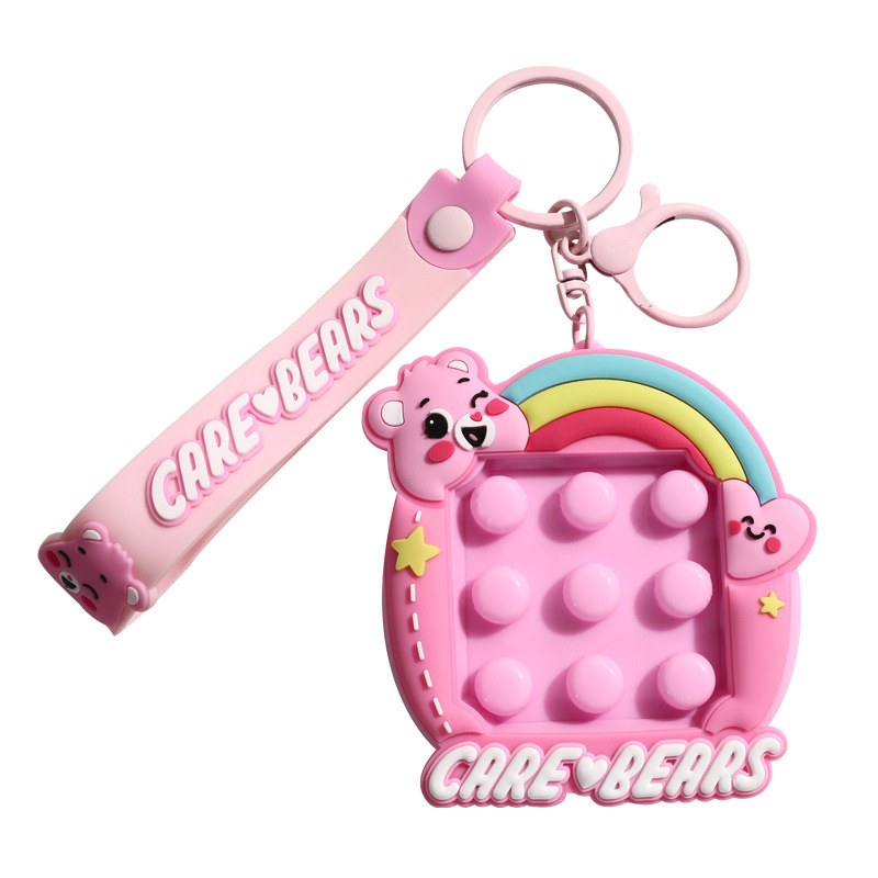 Key chain creative care bear decompression pinch car key chain doll couple cute school bag pendant small gift