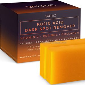Kojic Acid Dark Spot Remover Soap Bars with Vitamin C, Turmeric - Original Japanese Hyaluronic Acid Handmade Soap