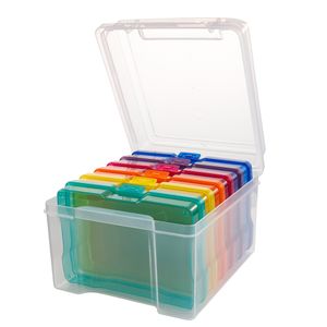 26028  Clear Craft Storage Box Photo Storage Box with 6 Inner Photo Keeper office storage Organizer for Cards Office Supplies