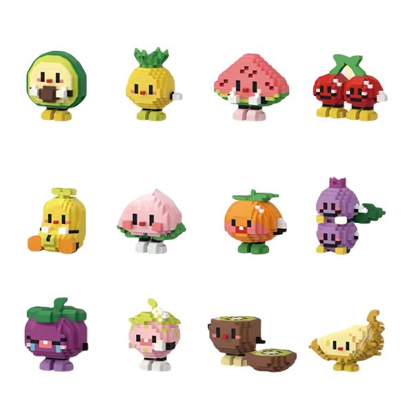 Wholesale fruit party micro particle small box abs Material building block children's puzzle DIY assembly toy