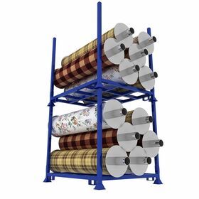 Stackable  textile fabric rolls metal storage steel pallet racks