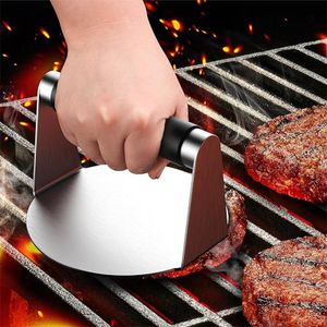 Factory Customized Outdoor Barbecue Bbq Kitchen Tool Circular Round 304 Stainless Steel Hamburger Meat Patty Smash Burger Press