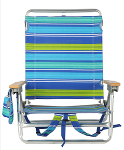 Easy-carrying outdoor portable folding beach chair with wooden arms