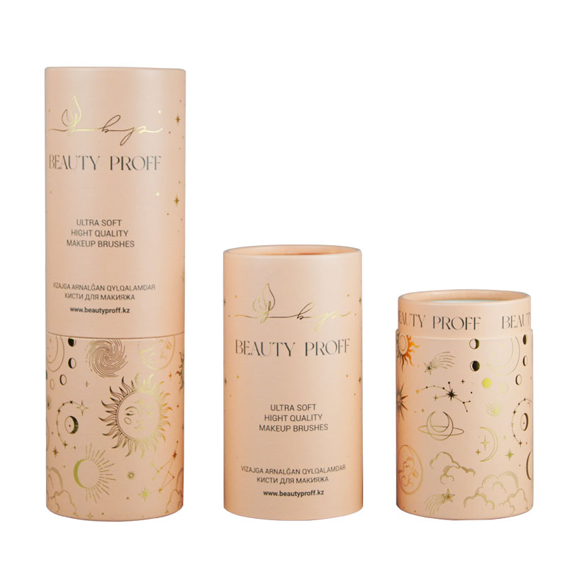 Customized Biodegradable Gold stamping environmentally friendly material Cylindrical Cardboard  Makeup brush packaging Paper Can