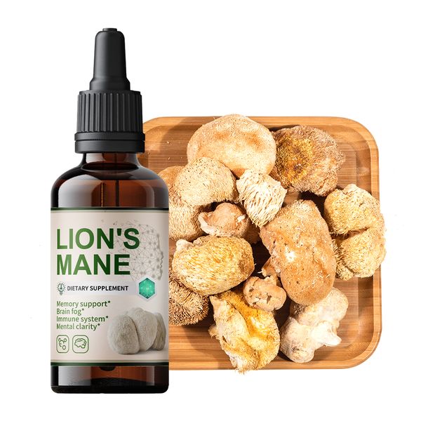 Natural Lions Mane Liquid Drops Medicinal Mushroom Liquid Extract Immune Support Energy Supplement Tincture Brain Boost