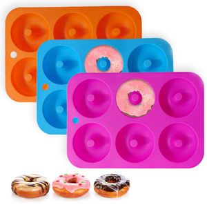 BPA Free 6-Cavity Silicone Donut Mold Heat Resistant Non-Stick Pan Baking Cake Biscuit Bagels Food Grade Moulds Bar Number Shape