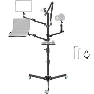 Prime Focus Live Streaming Stand with Wheels Stream Overhead Camera Mount Floor Stand with Casters Video Live Broadcast Podcast