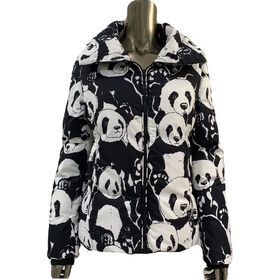 Women's winter jacket with turndown collar made by full printing outer fabric