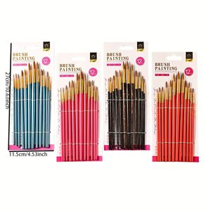 Opeth Artist Pointed Paintbrushes 12pcs Professional Fine Detail Nylon Hair Wooden Handle Paintbrushes