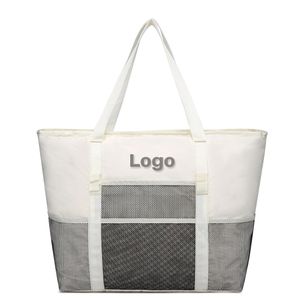 Custom Beach Bag with Zipper Large Waterproof Pool Bag with Mesh Fashion Nylon Tote Bag for Women