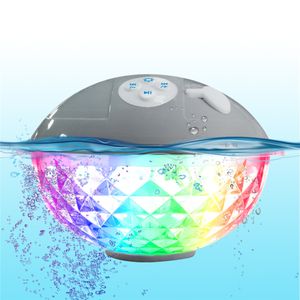 Portable Wireless speaker, IP68 Waterproof Floating Hot Tub Speaker with RGB light show, Stereo Sound, USB rechargeable