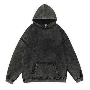 High Quality Oversized Men's Custom Pullover Sweatshirt Boxy Fit Unisex Stone Wash Street Hoodie