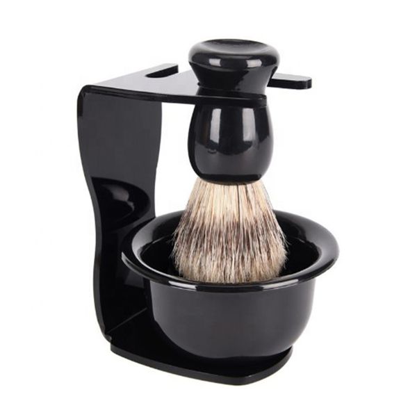 Hair Men&#39;s Shaving Beard Brush Facial Shaving Brush Stand Bowl Set Men Beard Cleaning Tool Shave Bowl and Brush FYD 3 in 1