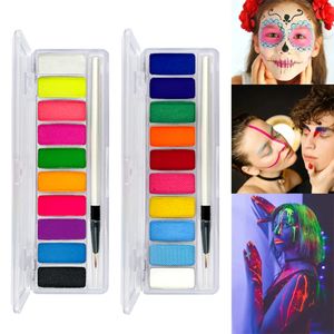 Water-soluble Makeup Palette 10 Color Halloween cosmetic Neon Face Paint Water Based Eyeliner Face Body Paint For Music Festival