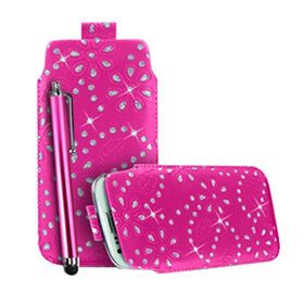 Maple leaf pull tab leather pouch for mobile phone