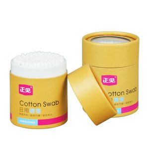 Customized Biodegradable EcoFriendly Cotton Swab Paper Tube Cylindrical Cardboard Packaging Disposable Cotton Bud Paper Canister