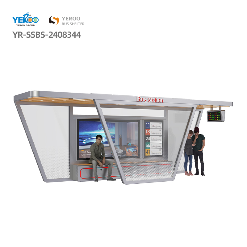 Guangzhou Yeroo Steel Structure Co., Ltd. Street Metal Bus Stop Shelter Customized Bus Station with Solar Panels