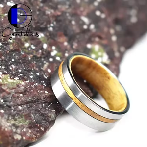 Gentdes Jewelry Wholesale 8mm Silver Tungsten Ring Brushed Surface Wood Inlay Tungsten Wedding Band Rings Comfort Fit