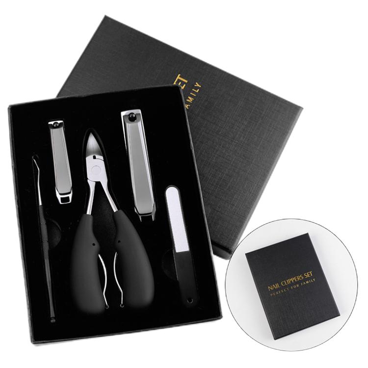 WELLFLYER MS-1002 Remove Cuticle Nails Clipper Manicure Tool Set Stainless Steel Pedicure Kit Black Personal Nail Care Tool Set