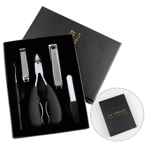 WELLFLYER MS-1002 Remove Cuticle Nails Clipper Manicure Tool Set Stainless Steel Pedicure Kit Black Personal Nail Care Tool Set