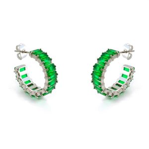 Fashion Gold-plated Jewelry Women Inlaid Zirconia Zircon Cz Stone Stud Earrings C-shaped Stainless Steel Earrings