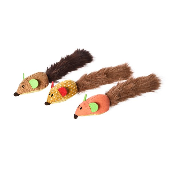 Cat Toys Teaser Manufacturer Wholesale New Interactive Cat Plush Toy Cute Design Cat Mouse Toy With Long Plush Tail