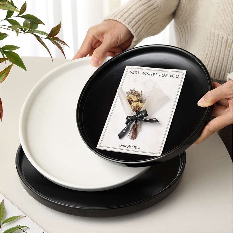 Yiwu Zhuotong Electronic Technology Co., Ltd. New arrival 9 inch Creative Plate Ceramic Food Plate Solid Color Breakfast Round Plate