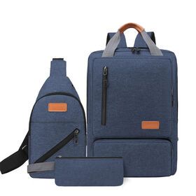 Manufacturers wholesale backpack three sets of travel bags leisure men and women with the same student bag computer bag
