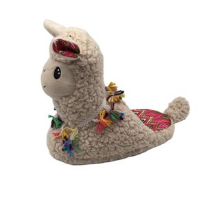 Very popular hot selling stuffed Alpaca animal feet slippers for Adults
