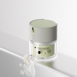 Custom 50ml round Rotary Twist PP Airless Serum Bottle Fresh-Keeping Plastic Pump with Screw Cap for Cosmetic Packaging
