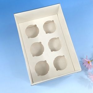 XJH 6 Hole Cupcake Boxes with Clear Lid Bakery Cake Packaging Muffin Cup Cake Box for Birthday Party Wedding