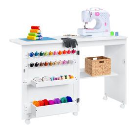 OEM Furniture Wood Multipurpose Side Desk Portable Folding Craft Station Cabinet Sewing Machine Table For Sewing Machine