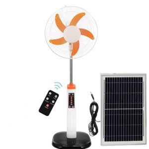 Big 16Inch Usb Rechargeable Ac Dc 5 Blades Outdoor Floor Standing Solar Fan With Led Light