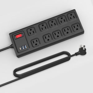 Vastfafa US Smart Power Strip Plug Surge Protector Socket Portable power strip extension cord power strip 10ft with flat plug