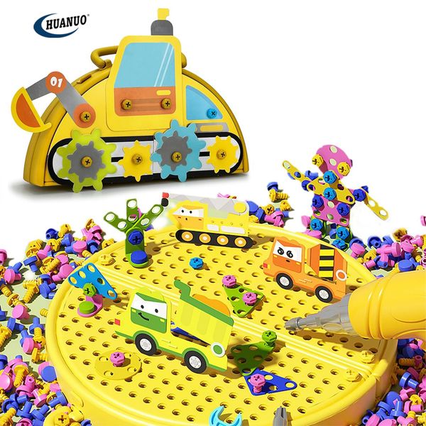 Kids Magic Montessori Play Toolbox 208 PCS Bulldozers Theme Screwdriver Toys Educational Construction Building kit DIY