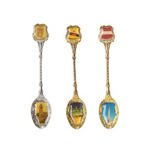 OEM/ODM Customized Italia Style Engraved Spoon Collectible Brunei Epoxy resin Metal Bulgaria Tourist Souvenir Spoon