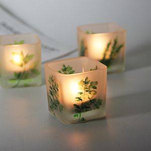 Wholesale Frosted Matte Candle Jar Square Candle Glass Jar Glass Decorative Candle Jar