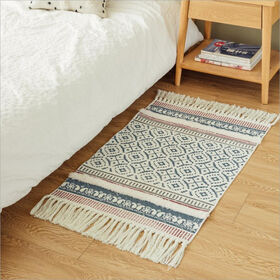 Wuxi Home Master Textiles Cotton Area Rug, Woven Fringe Throw Rugs/Carpet Print Tassel Chic Modern Geometric handmade Bohemian style
