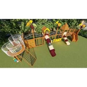 castle wooden outdoor children's playground equipment animal wood mall house play set for kids