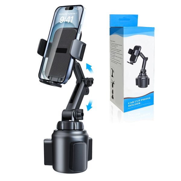 2024 Flexible Telescopic Arm Car Cup Holder with Phone Mount Mobile Accessories Long Gooseneck Design Cup Holder